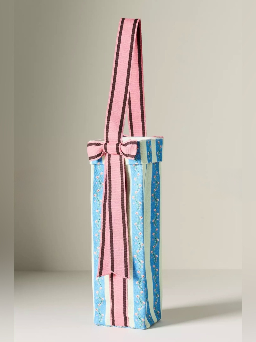 NEW Anthropologie Mina Cotton Wine Tote, Blue
